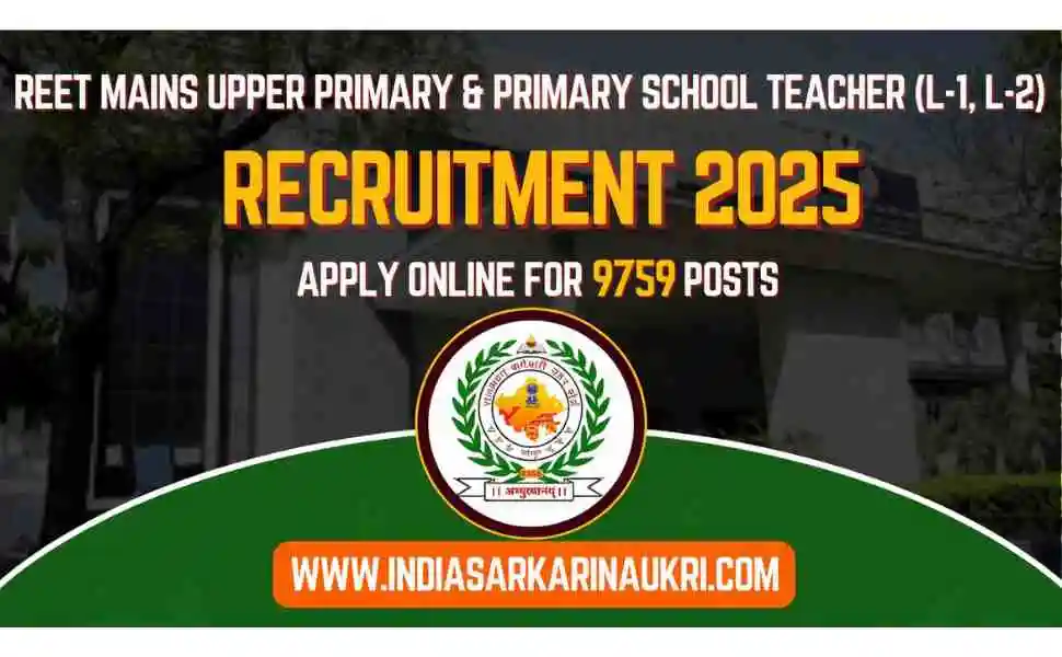 REET Mains Recruitment 2025 Apply Online for Upper Primary and Primary School Teacher (L-1, L-2) 7759 Posts and Official Answer Key Released 